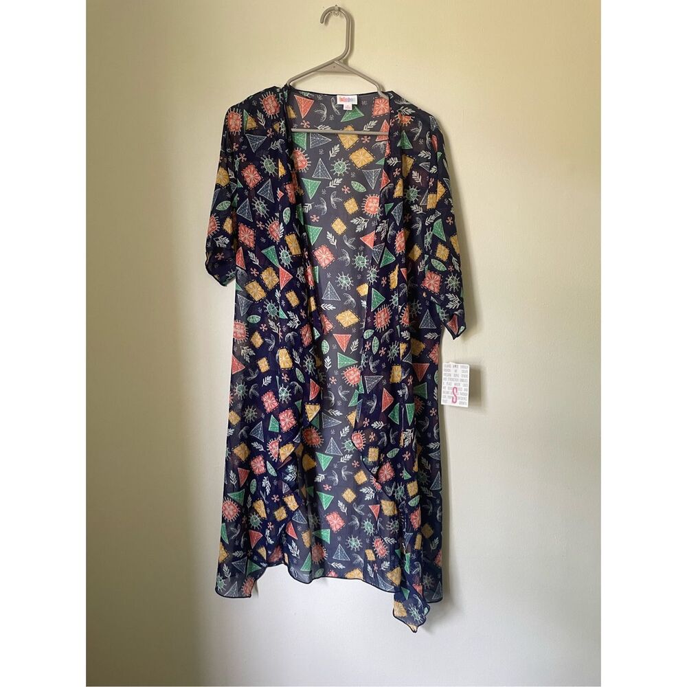 Lularoe Small Sheer Patterned Navy Lightweight Cardigan NEW